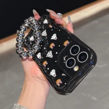 Set, 2-Piece Set, A Phone Case Printed With Exquisite Halloween Patterns + Lanyard, Suitable For Apple 11/12/13/14/15/16/16e /Pro /Plus/ProMax/MINI/ Suitable For Family, Friends, Children, Holiday Gifts, Birthday Gifts, Halloween Gifts, Christmas Gifts, Friends, Valentine's Day Love Gifts