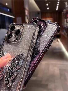 奢华电镀银色手机壳，创意蝴蝶支架，闪亮水钻，防震，时尚硅胶软壳保护套，兼容 16/16E/15/14/13/12/11/X/XS/XR/8/7 Plus/Pro/Max/Mini，兼容Galaxy S24/S25 Ultra，兼容Redmi，兼容Honor，兼容OPPO Reno，兼容MOTO，兼容Infinix，男女通用，2025款，国际版，非国内版 - 銀色 - 查看 7