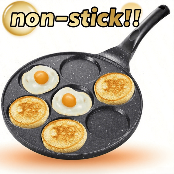 One Piece Pancake Pan, Non-Stick Frying Pan, Pancake Maker, Mini Pancakes, 7 Positions, Multiple Styles, Smiley Face, Cartoon, Flat, Pancake Pan, Breakfast Pancakes, Suitable For Kitchen, Camping Picnic, Festival Queue, Kitchen Good Helper