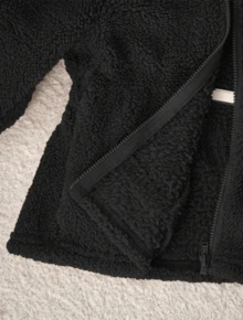 Children's And Youth Winter Cold Weather Blouse For Girls Teddy Coat With Hooded Hat Jacket - Black and White - View 4