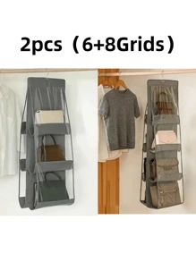 1 pieza Organizador de bolsos de 6/8 rejillas, organizador colgante multicapa para bolsos y carteras para armario, soporte de almacenamiento de bolsos, diseño plegable para un fácil almacenamiento cuando no se usa, fácil de transportar. Adecuado para dormitorios, salas de estar, pasillos, armarios, armarios o estanterías, etc.