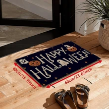 1 pieza Decoración del hogar, Alfombra de gel de sílice con estampado de calabaza fantasma, fácil de limpiar, rectángulo impreso en 3D, Halloween, regalo de Halloween, adecuado para entrada, sala de estar, cocina, dormitorio, pasillo, baño, lavandería - Alfombra de poliéster, adecuada para decoración del hogar interior y exterior