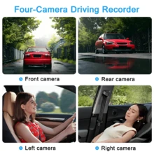 4-Channel 1080P HD Touchscreen Car Camera, Front, Rear, Left, And Right Multi-Lens, 8 Infrared Night Vision Sensors, Motion Detection, G-Sensor Loop Recording, 24-Hour Parking Monitoring, Includes 64GB Memory Card, Compact Design, Integrated Display, High-Resolution Screen, Durable Construction, Driving Safety, Modern Camera Technology, Dedicated For Ride-Sharing Drivers - 黑色 - 查看 2