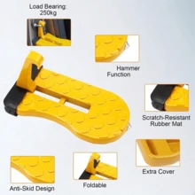 1 Bệ bước chân ô tô có thể gấp gọn - Hợp kim nhôm bền, Móc giá nóc đa năng, Chặn bánh xe hỗ trợ đỗ xe, Bàn đạp leo trèo khóa cửa đa năng cho xe tải SUV, Thang phụ giá để hành lý, Bậc thang gấp đa năng cho địa hình - Một cỡ - Xem 3