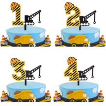 طقم تزيين كعكة رقمي - تصميم مركبة بناء - ديكور حفلة عيد الميلاد - طبعات كب كيك ذات موضوع البناء لحفلات الاستحمام وأعياد الميلاد وحفلات الكشف عن الجنس - ديكور كعكة مثالي لمناسبات العطلات العالمية