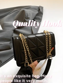 Multifunctional Solid Color PU Leather Flap Quilted Bag, Simple Large Capacity Travel Vacation Metal Chain Square Bag, Fashion Business Commuter Shoulder Bag, Crossbody Bag,Shoulder Bag,Office Work Use, Lightweight Outdoor Shopping Women's Crossbody Bag, Ladies Shoulder Bag,Versatile Solid Color PU Leather Flap Quilted Bag, Simple Large Capacity Travel Vacation Metal Chain Square Bags, Fashionable Business Commuting Shoulder Bag For Office Work Use, Lightweight Outdoor Shopping Women Crossbody Bags.Geometric Triangle Quilted Women's Crossbody Bag With Detachable Chain Strap And Magnetic Snap Closure, Featuring Minimalist Solid-Color Design With Sparkling Accents. Crossbody Bag, Chain Strap Purse, Shoulder Bag, Quilted Handbag, Geometric Bag, Sparkle Embellished, Magnetic Closure, Women's Purse, Solid Color Bag, Convertible Bag, Day To Night Bag, Accessory, Minimalist Style, Lightweight Purse, Fashion Bag.