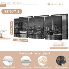 3 Tranh Treo Tường Hiện Đại, Tranh Canvas Chân Thực - Tranh Phong Cảnh trên Vải Canvas, Tranh Đen Trắng về Đường Chân Trời Thành Phố New York và Cầu Brooklyn - Trang Trí Nhà Hiện Đại, Phong Cách Đen Trắng, Nghệ Thuật Du Lịch, Có Khung hoặc Không Khung, Trang Trí Phòng, Trang Trí Nhà Cửa, Trang Trí Ký Túc Sinh Viên, Căn Hộ, Khách Sắm, Nhà Ở, Phòng Khách, Phòng Ngủ, Phòng Tắm và Văn Phòng - Quà Tặng Trang Trí Tường - Nhiều màu - Xem 17
