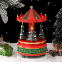 1 peça de plástico + madeira + peças de metal, caixa de música giratória para árvore de Natal, carrossel mecânico clássico para árvore de Natal, caixa de música de 8 notas, presente criativo, decoração de Natal (problemas de artesanato, sangramento de cor inevitável, transbordamento de cola, cuidado com compradores sensíveis) - Multicolorido - Ver 16