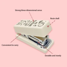 1套可爱迷你订书机套装，手持式和便携式，返校，返校，学校用品 - 白色 - 查看 4