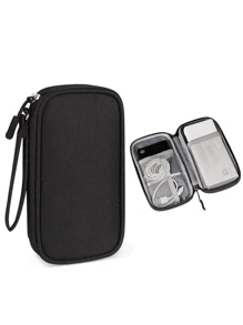 Dual Layer Waterproof Shockproof Electronics Organizer Bag, Portable Travel Charger Cable USB Drive Earphone Storage Pouch For Holiday Travel, Outdoor Activities Cable Organizer Charger Accessories Travel Essentials