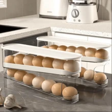 Egg Storage Box,1 Count Kitchen Egg Storage Rack, Large Capacity Egg Holder For Fridge, Space Saving Rolling Egg Storage Holder, Perfect Kitchen Essentials