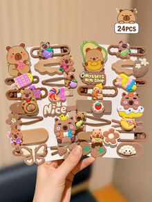 14pcs Multi-Color Capybara Hair Clips, Suitable For All Occasions, Cute Girl Hair Clips, Fashion Valuable Hair Accessories, Suitable For Girls, Perfect For Casual Wear Or Vacation Outfits, Can Also Be Used As Hair Clips, Hair Pins, Hair Decorations, School Supplies Or Hair Accessories. Suitable For Girls' Daily Outings, Leisure Parties, Beaches, Commuting, Vacations, Ponytails, Buns, Face Washing, Bathing, Makeup, Matching Clothes, Accessories, Hair Clips - Multicolor - View 10