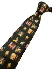 1pc Unisex Cyberpunk Subculture Portrait Graphic Necktie, Fashionable & Stylish - Multicolor - View 3