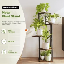 Corner Plant Stand Indoor Tall Plant Shelf For Multiple Plants Metal Plant Table Tiered Flower Stand For Living Room Bedroom Balcony Brown - 棕色 - 查看 5