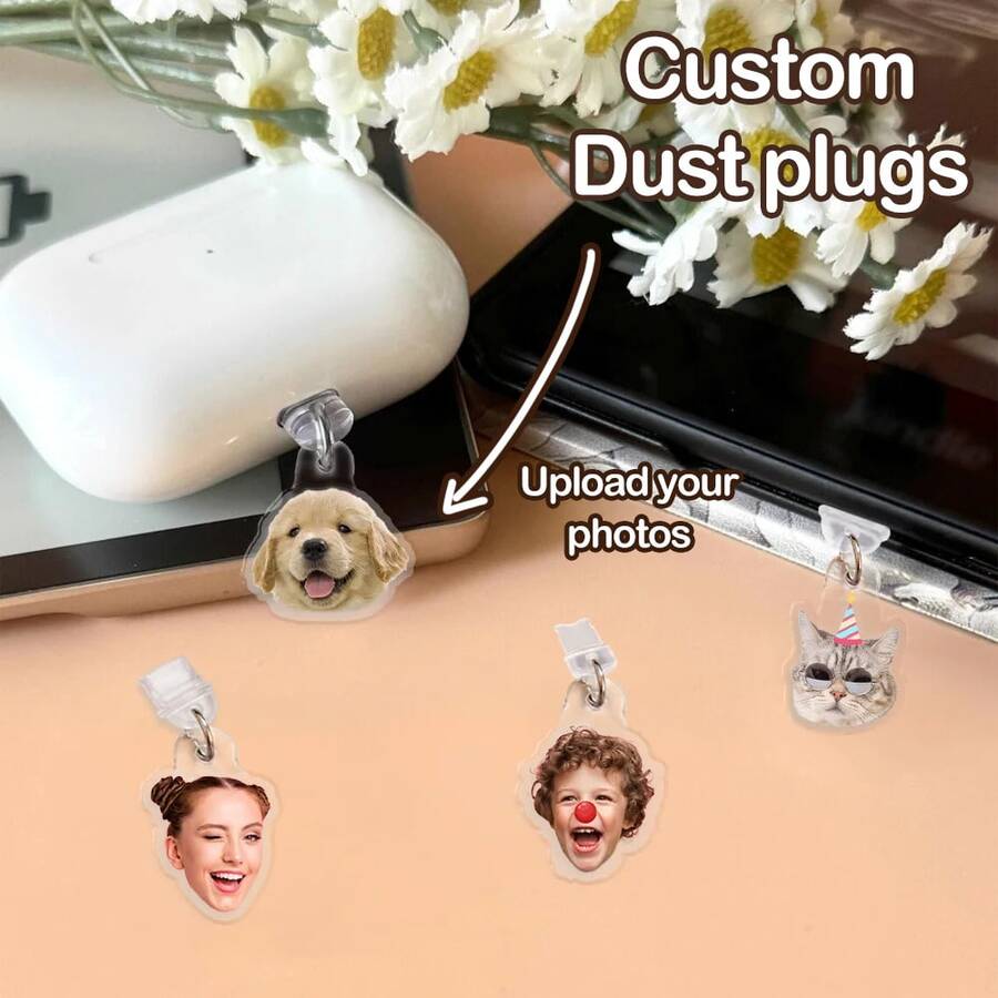 1/3/5 chiếc Nút chặn bụi chụp ảnh tùy chỉnh, Nút chặn bụi chụp ảnh thú cưng tùy chỉnh, Nút chặn bụi chụp ảnh Acrylic cá nhân hóa, Loại C, Có đèn, Ba tùy chọn, Chống bụi hiệu quả và siêu bền, Mặt dây chuyền điện thoại di động hình thú cưng dễ thương cá nhân hóa, Phụ kiện điện thoại di động tùy chỉnh, Nút chặn bụi mini, Quà tặng sinh nhật