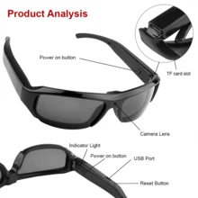 Smart Glasses Glasses 1080P HD Camera Suitable For Recording Life Short Video Recording Cycling Sports Seaside Camping Mountaineering Meeting - màu đen - Xem 4