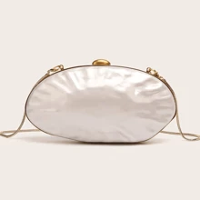 Milky Way Pearl Shell Evening Clutch , Gold Framed Purse , Acrylic Wedding Party Tote , Glitter Evening Shoulder Bag , High Feeling Clutch , Bridal Bridesmaid Accessories , Luxury Evening Bags