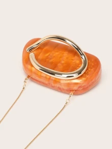 Bolso de Mano de Acrílico Milky Way para Mujer, Bolsos de Noche para Bodas con Diseño Marmoleado, Bolsos de Acrílico para Fiesta, Graduación y Cóctel - Naranja - Ver 5