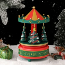 1 peça de plástico + madeira + peças de metal, caixa de música giratória para árvore de Natal, carrossel mecânico clássico para árvore de Natal, caixa de música de 8 notas, presente criativo, decoração de Natal (problemas de artesanato, sangramento de cor inevitável, transbordamento de cola, cuidado com compradores sensíveis) - Multicolorido - Ver 15
