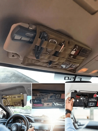 1 grote opbergtas voor tactische uitrusting - organizer voor zonneklep in de auto, dubbelzijdige nylon gereedschaps- en uitrustingshouder, geschikt voor pick-up/aanhangwagen, verkrijgbaar in zwart, olijfgroen en beige