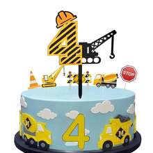 طقم تزيين كعكة رقمي - تصميم مركبة بناء - ديكور حفلة عيد الميلاد - طبعات كب كيك ذات موضوع البناء لحفلات الاستحمام وأعياد الميلاد وحفلات الكشف عن الجنس - ديكور كعكة مثالي لمناسبات العطلات العالمية