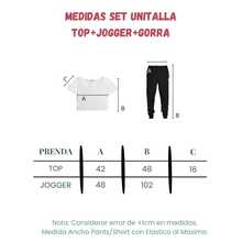 Set 3 Piezas Top Jogger Gorra Conjunto Mujer Outfit Urbano Deportivo Casual Estilo Streetwear Estampado LA - Azul - Ver 2