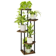 Corner Plant Stand Indoor Tall Plant Shelf For Multiple Plants Metal Plant Table Tiered Flower Stand For Living Room Bedroom Balcony Brown - 棕色 - 查看 1