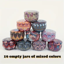 10pcs Flower Printed Candle Jars With Lids - Perfect For Candle Making, Crafts And Storage