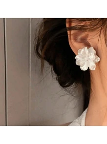 2 件时尚优雅简约白色花朵耳钉 - 白色花朵 - 查看 12