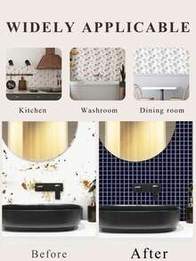 WoStick 10 Inch X 10 Inch Waterproof Textured Vinyl DIY Wallpaper, Self-Adhesive Backsplash Tile, Small Grid Peel And Stick Tile, Suitable For Home Decor Wallpaper, Wall Decor, Room Decor, Bedroom Decor, Kitchen Decor - Royal Blue - View 8