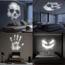 1 Set 360° Rotating Skull LED Projection Light, Rotating Skull LED Night Light With Interchangeable Palm Pattern And Face (3 Patterns Interchangeable) - USB Powered Halloween Decor, Halloween Decoration Halloween Decoration Room Decor Halloween Garden Decor For Gift Fairy Holiday Decor Festival DecorHalloween Decor Christmas Decoration Thanksgiving Wedding Home Decor Home Decor Fall Decor Autumn Decor Birthday Decorations For Gifts Party Supplies Indoor Outdoor Garden Holiday Festival Decor Wall Decor Halloween Ornaments - Multicolor - View 2