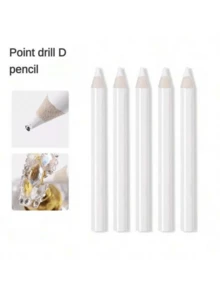 1pc/5pcs/10pcs/50pcs/100pcs Nail Art Rhinestone Pencil Nail Gems Manicure Nail Decoration Pencil Tool Dotting Pen With Pearl Rhinestone - White - View 2