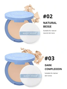 Polvo compacto de doble uso, adecuado para maquillaje facial, natural y de larga duración, resistente al agua y al sudor - Multicolor - Ver 19