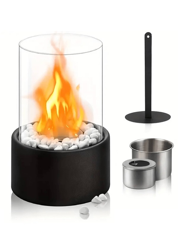 Chimenea de mesa, chimenea de mesa, chimenea portátil pequeña de acero inoxidable, para regalo de inauguración de la casa, fiestas de cumpleaños y noches familiares, regalo de decoración premium para el hogar, el patio y el balcón