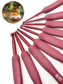 9 Sizes Luxury Red Crochet Hook Set With Soft Grip Handles, Multi-Color - Suitable For Beginners And Professionals, Includes Yarn, Knitting Needles, Etc. - Perfect For DIY Crafts, Knitting And Sewing Projects - Red - View 1