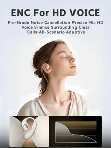 GENAI 无线耳机，带蓝牙 5.4 和防噪音，悬挂式高分辨率声音，皮革纹理和 LED 显示屏，适合日常使用耳挂式耳机 - 彩色 - 查看 9