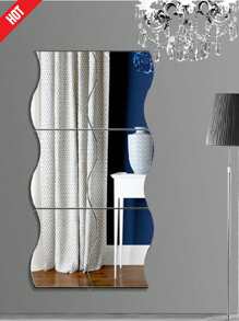 6/12片/套 波浪几何镜面墙贴，3D艺术DIY亚克力镜面墙贴，自粘防水墙贴，适用于家居客厅卧室沙发电视背景墙装饰、办公室墙面装饰，无需钻孔防水镜面贴片，易于安装且用途广泛，返校必备，撕掉外层保护膜！最佳生日礼物（仅供装饰，不可用作镜子，可能会导致变形），家居装饰，返校房间装饰，学习用品