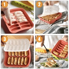 1 pieza Molde para hacer salchichas, molde de silicona con 6 cavidades para hacer jamón y perros calientes caseros, herramienta de cocina y del hogar para hornear salchichas y pasteles
