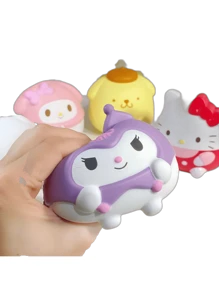 Sanrio 6cm创意三丽鸥Hello Kitty慢回弹减压玩具My Melody肉桂卷布丁狗Kuromi卡通人物PVC回弹玩具减压公仔办公室减压疗愈创意捏捏音乐礼物奖品情人节礼物