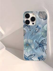 1 件全新海星、水母、花朵图案防水、防指纹、防刮透明 IMD 柔软亮面手机壳防震防摔 - 彩色 - 查看 3