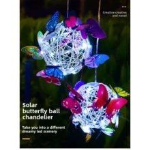 1 Stück Neue Solar-betriebene LED Schmetterling Hängelampe - Outdoor Garten Terrasse Schmetterling Lampe, hergestellt mit bunten Lichtern und Aluminium-Draht-Handwerkskunst. Keine Verkabelung nötig, keine Elektrizität erforderlich. Geeignet für Outdoor-Gartenbeleuchtung, ideal für Feiertage, Partys, Hochzeiten, Valentinstag, Ramadan, Camping-Dekoration und kann auch eine Atmosphäre für Gärten, Villen, Bars und Restaurants schaffen. - Mehrfarbig - Übersicht 3