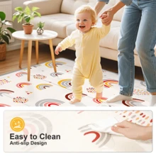 Foldable Baby Play Mat - PIGLOG Waterproof Playpen Mat For Babies And Toddlers Kids, Foam Playmat For Tummy Time, Reversible Playmats, Portable Baby Floor Mat For Infant - 彩虹圖案 - 查看 5