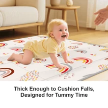Foldable Baby Play Mat - PIGLOG Waterproof Playpen Mat For Babies And Toddlers Kids, Foam Playmat For Tummy Time, Reversible Playmats, Portable Baby Floor Mat For Infant - 彩虹圖案 - 查看 8