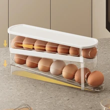 Egg Storage Box,1 Count Kitchen Egg Storage Rack, Large Capacity Egg Holder For Fridge, Space Saving Rolling Egg Storage Holder, Perfect Kitchen Essentials
