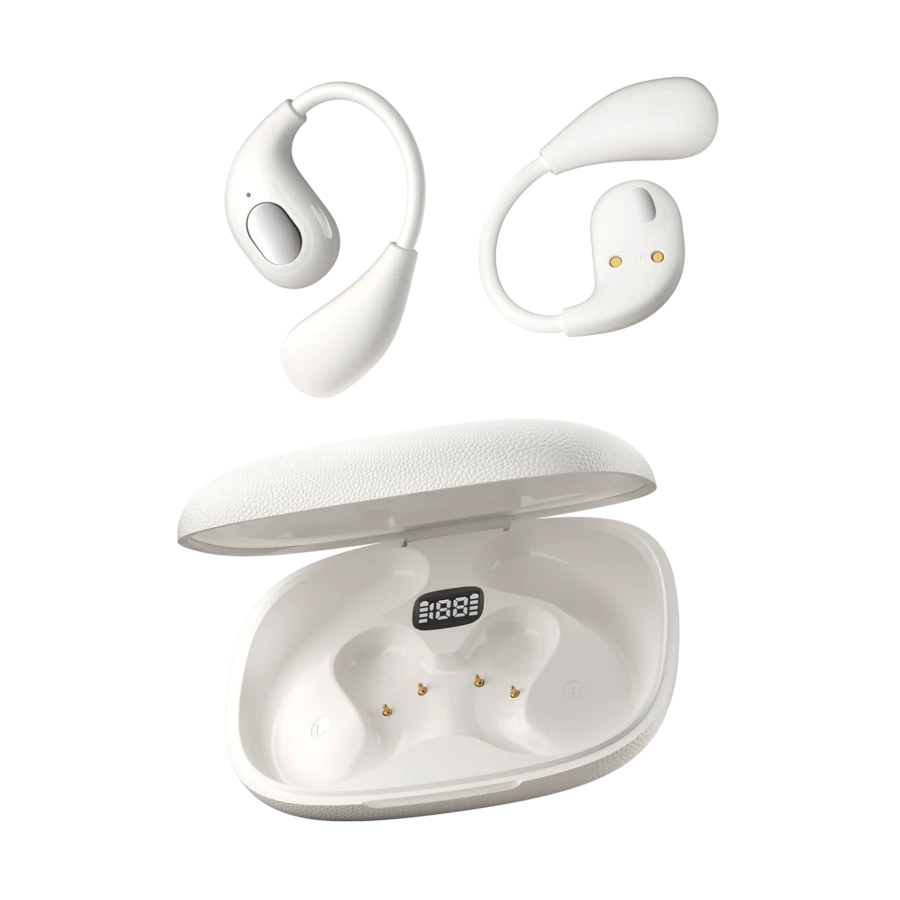 GENAI 无线耳机，带蓝牙 5.4 和防噪音，悬挂式高分辨率声音，皮革纹理和 LED 显示屏，适合日常使用耳挂式耳机 - 彩色 - 查看 1
