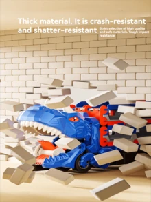 儿童超大恐龙滑轨车，超长轨道，一键弹出，可变形，室内/室外双模式，可玩耍，可收纳多辆迷你车，男孩亲子互动益智玩具，儿童礼物（合金车颜色和款式随机） - 彩色 - 查看 7