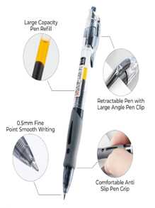 20pcs Black Retractable Ballpoint Pens, 0.5mm Black Ink Gel Pens, Smooth Writing, Suitable For School, Home, Office, Diary, Note-Taking, Versatile Color And Style