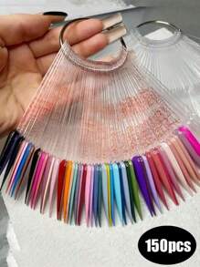 200pcs Nail Polish Color Card Sticks With Rings, Transparent Pointed Nail Polish Display Sticks, Pointed False Nail Sample Sticks, Nail Art Color Display Board, Nail Art Home DIY Salon Supplies - Multicolor - View 12