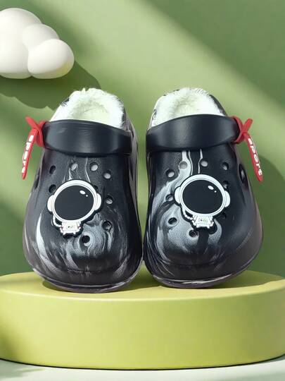 Autumn/Winter Girls' Cartoon Fashion Hollow Thermal Slippers, Home/Outdoor Daily Casual, Flat Sole Comfortable Warm, Children's Hollow Design