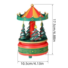 1 件塑料 + 木材 + 金属组件旋转圣诞树音乐盒，经典机械发条圣诞树旋转木马 8 音符音乐盒创意礼物，圣诞装饰（不可避免地会出现颜色渗色，敏感买家请谨慎） - 彩色 - 查看 4